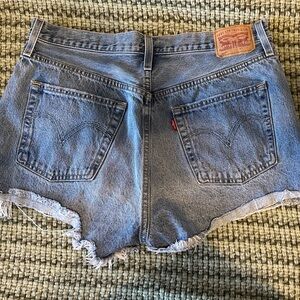Levi's Light Blue Frayed Denim Shorts